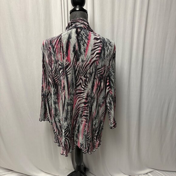 Southern Lady Open Cardigan Womens Size Large Pink Black Gray Zebra Print Jacket - Picture 4 of 8
